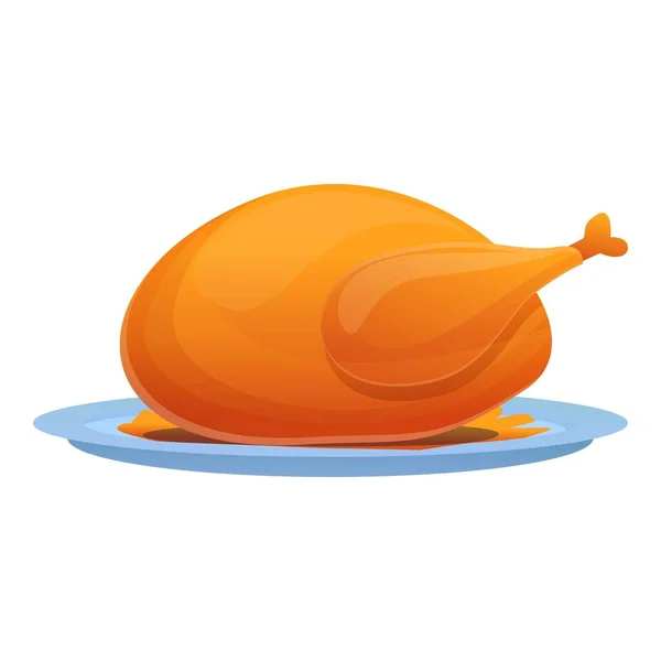 Roasted chicken icon, cartoon style — Stock Vector