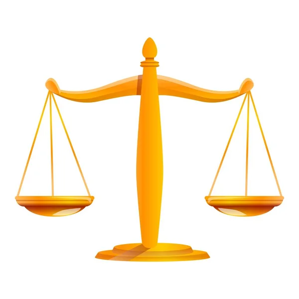 Judge gold balance icon, cartoon style — Stock Vector