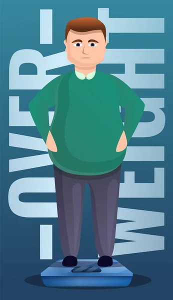 Homme en surpoids sur écailles concept bannière, style dessin animé — Image vectorielle