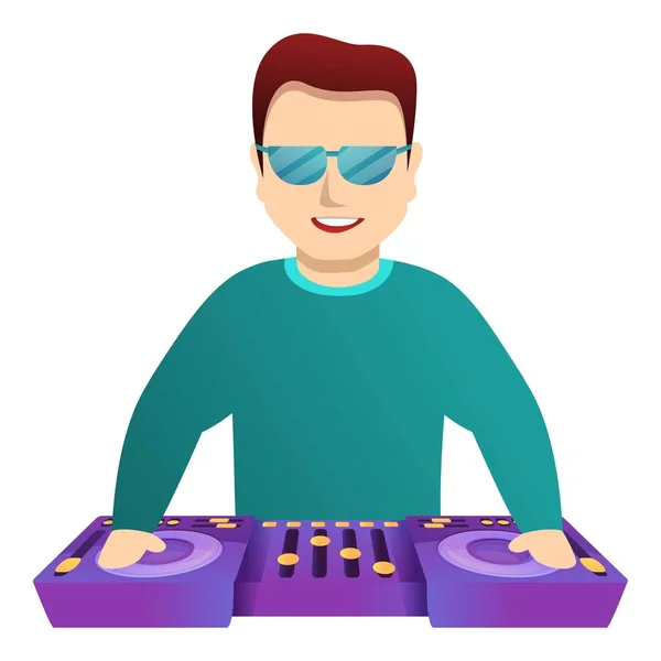 Güneş gözlüğü ikonlu müzik DJ 'i, çizgi film tarzı — Stok Vektör