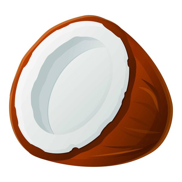 Cutted coconut icon, cartoon style
