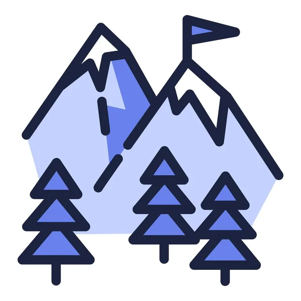Ikona Lyžařské hory, styl osnovy — Stockový vektor