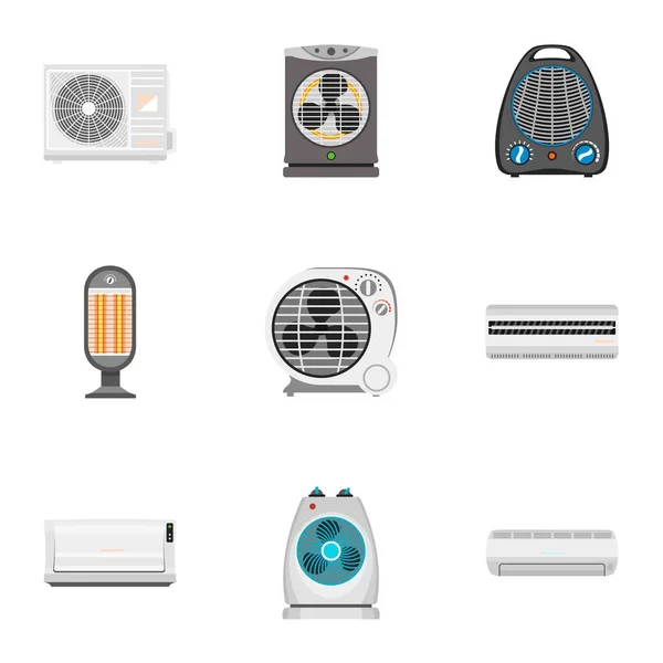 Ventilator Icon Set, flacher Stil — Stockvektor