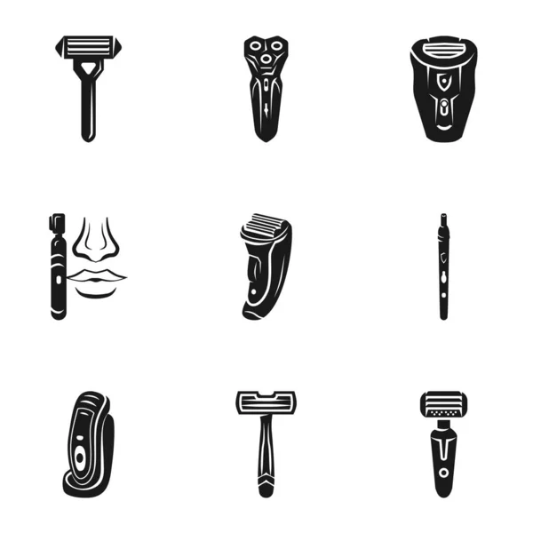 Conjunto de iconos de afeitadora eléctrica, estilo simple — Archivo Imágenes Vectoriales