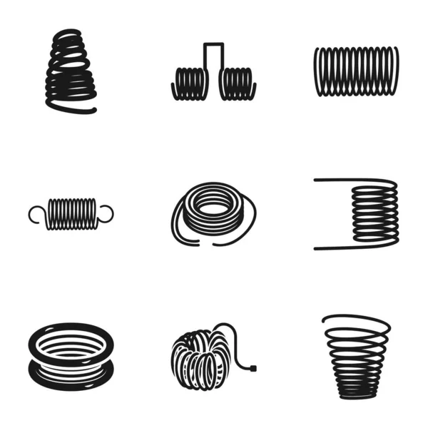 Conjunto de iconos de bobina magnética, estilo simple — Vector de stock