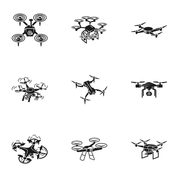 Quadrocopter icon set, simple style — ストックベクタ