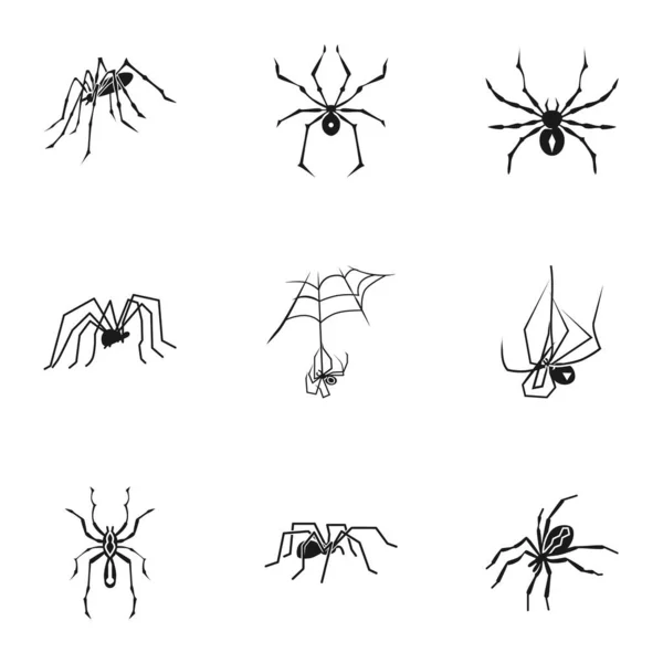 Dark spider icon set, simple style — Stock Vector
