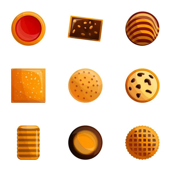 Conjunto de iconos de galletas dulces, estilo de dibujos animados — Archivo Imágenes Vectoriales