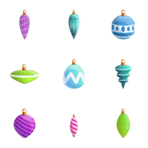 Conjunto de iconos de juguetes de Navidad, estilo dibujos animados — Vector de stock