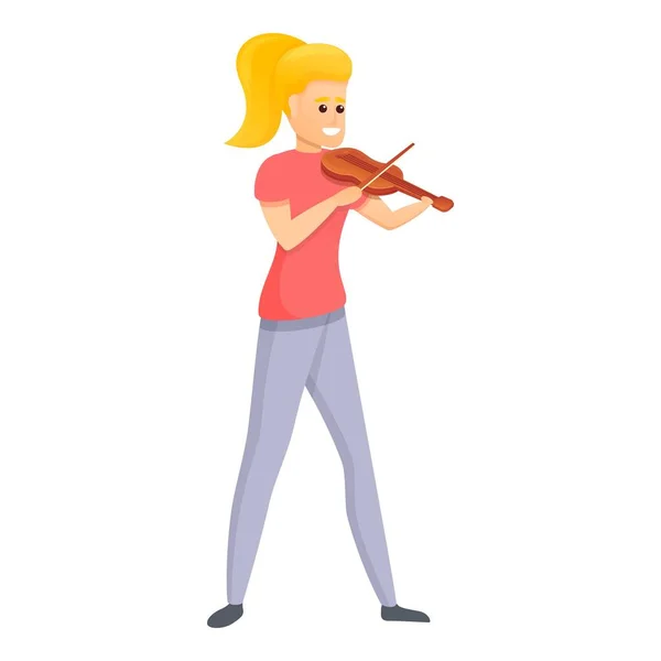 Ícone violinista menina, estilo cartoon —  Vetores de Stock