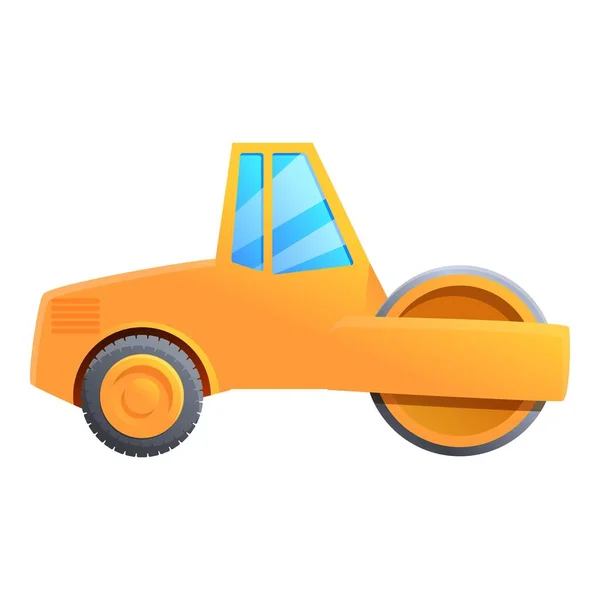 Construction road roller icon, cartoon style — Stock Vector