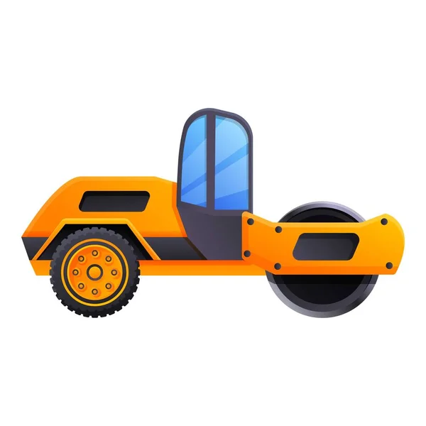 Road roller machine icon, cartoon style — Stock Vector