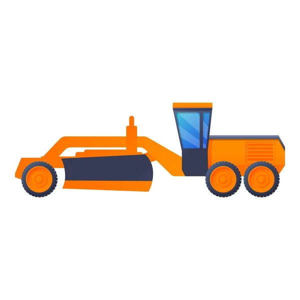 Construction grader machine icon, cartoon style — Stock Vector