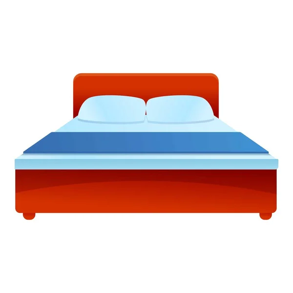 Ícone da cama rei do hotel, estilo dos desenhos animados — Vetor de Stock