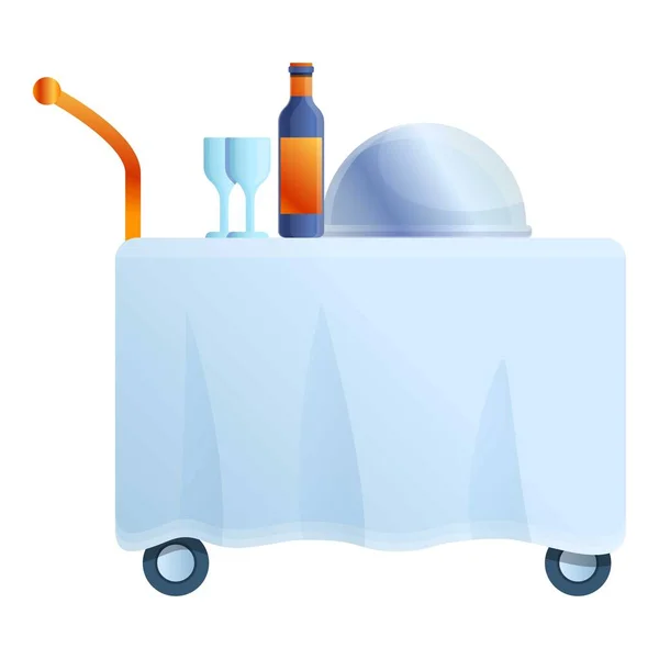 Room service breakfast cart icon, cartoon style — Stock Vector