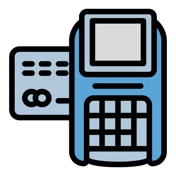 Icono de terminal digital de pago, estilo de esquema — Vector de stock