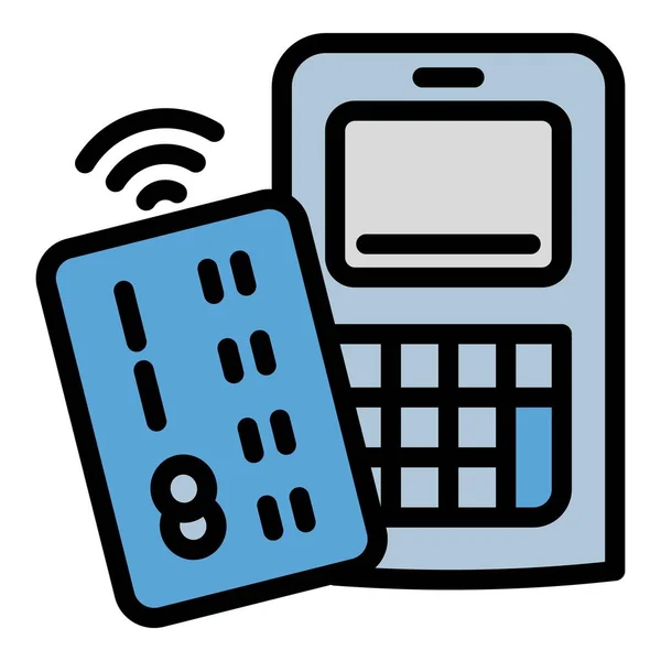Icona di pagamento wireless, stile contorno — Vettoriale Stock