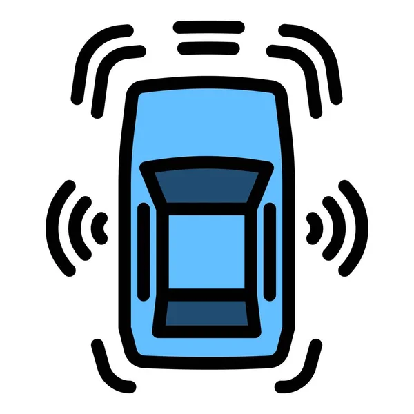 Zelf rijdende auto pictogram, omtrek stijl — Stockvector