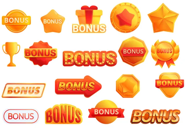 Bonus icons set, cartoon style — Stock Vector