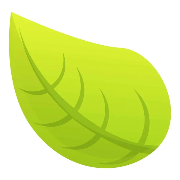 Icône feuille verte, style dessin animé — Image vectorielle