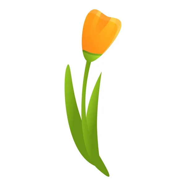 Эко-цветок тюльпан икона, стиль мультфильма — стоковый вектор