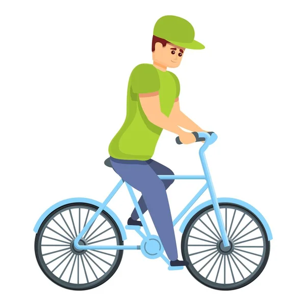 Boy ride bicycle icon, cartoon style — ストックベクタ