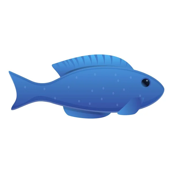 Icono de pescado exótico azul, estilo de dibujos animados — Vector de stock