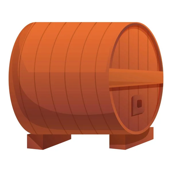 Ícone de barril de conhaque de madeira, estilo cartoon — Vetor de Stock