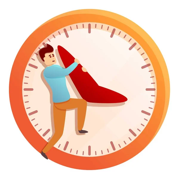 Worker stop time icon, cartoon style — Stock Vector