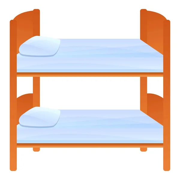 Ícone de cama de beliche de madeira, estilo cartoon — Vetor de Stock