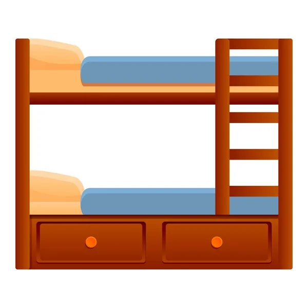 Twin bunk bed icon, cartoon style — Stock Vector