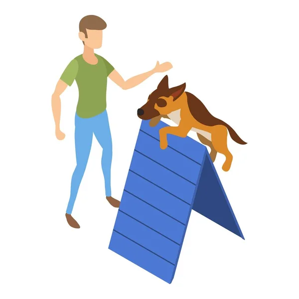 Pes překážkový trénink ikona, izometrický styl — Stockový vektor