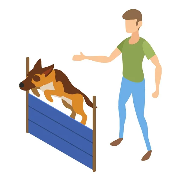 Pes skok zeď ikona, izometrický styl — Stockový vektor