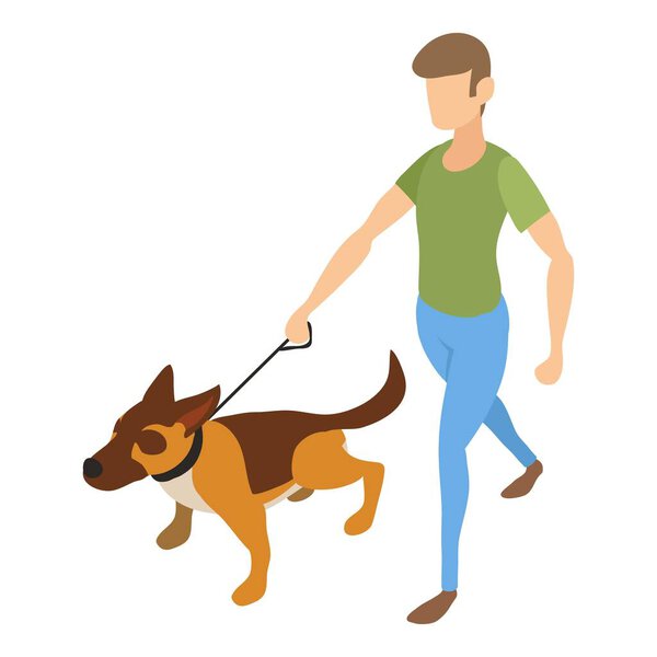 Иконка тренировки собаки ловкости, изометрический стиль
