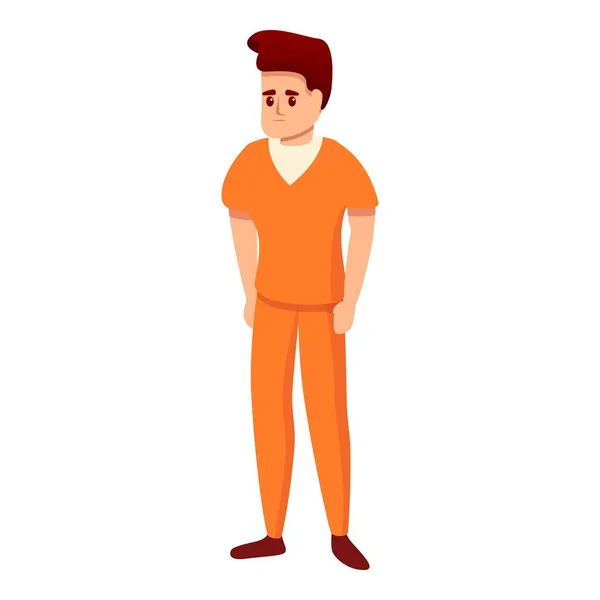 Jeune homme de prison icône, style dessin animé — Image vectorielle