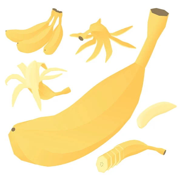 Set mit Bananensymbolen, isometrischer Stil — Stockvektor