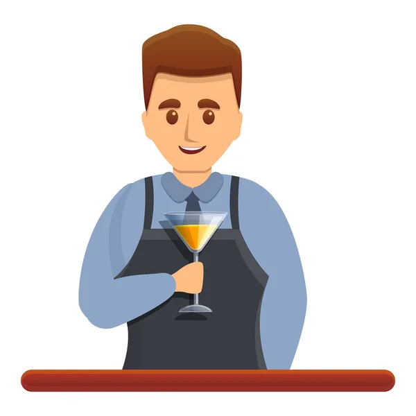 Happy bartender icon, cartoon style — Stock Vector