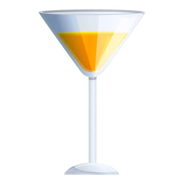 Жовтий коктейльний скляний значок, мультиплікаційний стиль — стоковий вектор
