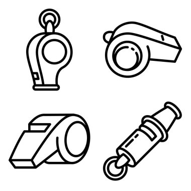 Whistle icons set, outline style vector