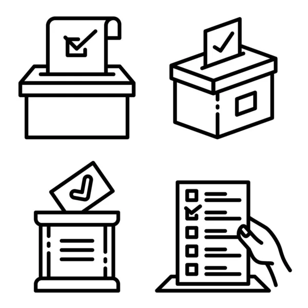 Ballot icons set, outline style — Stock Vector