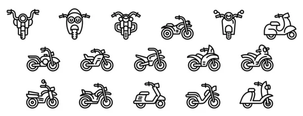 Набір піктограм мотоцикла, стиль контуру — стоковий вектор