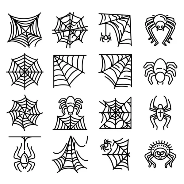 Conjunto de ícones de aranha, estilo de contorno —  Vetores de Stock