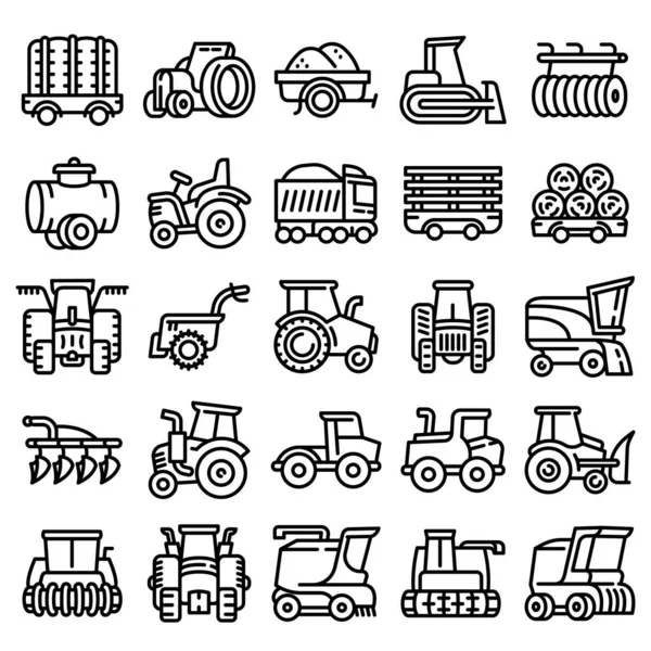 Conjunto de ícones de equipamentos agrícolas, estilo esboço — Vetor de Stock
