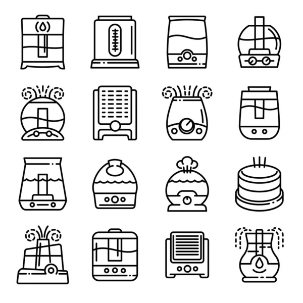 Conjunto de ícones umidificador, estilo esboço — Vetor de Stock