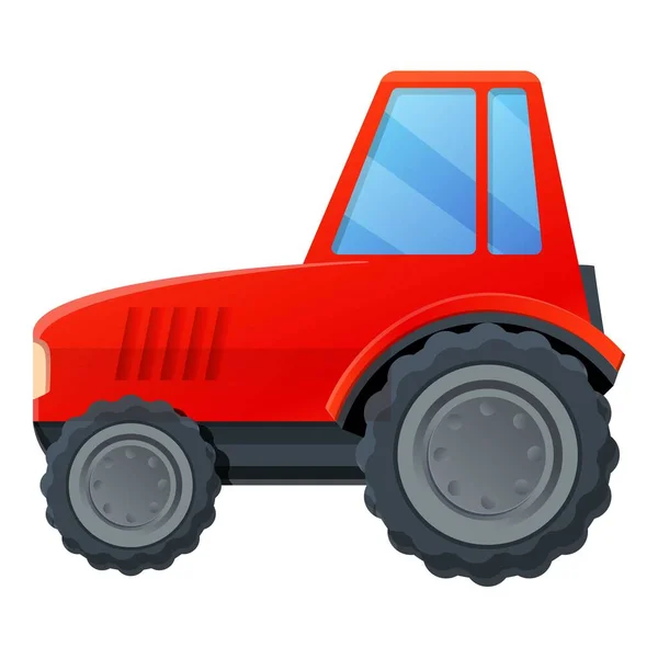Icône tracteur rouge ferme, style dessin animé — Image vectorielle