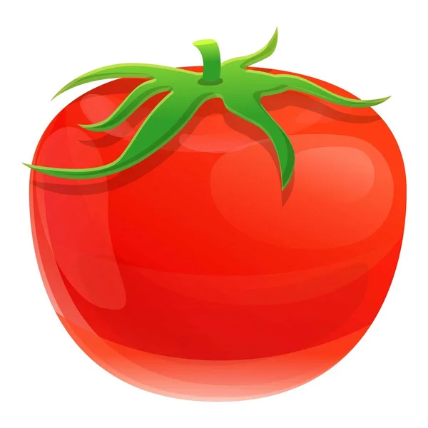 Красная эко-томатная икона, в стиле мультфильма — стоковый вектор
