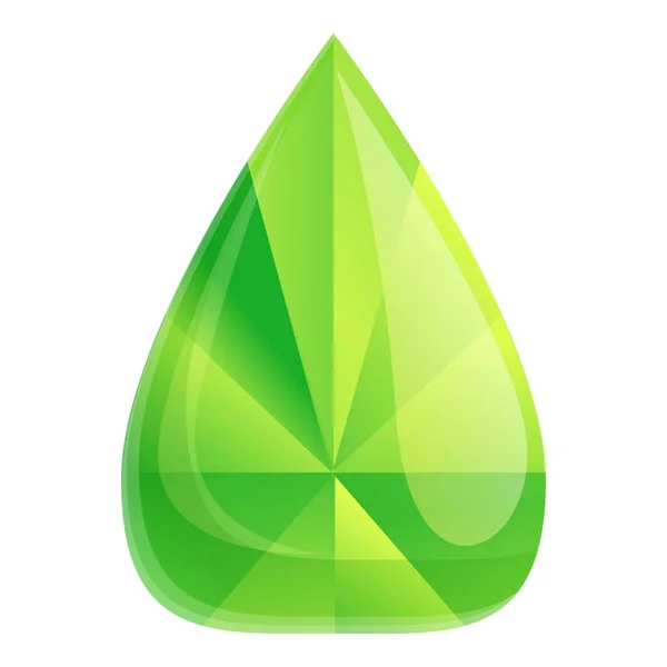Grüne Edelstein-Ikone im Cartoon-Stil — Stockvektor