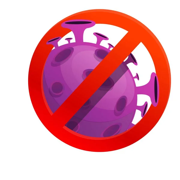 Detener coronavirus icono, estilo de dibujos animados — Vector de stock