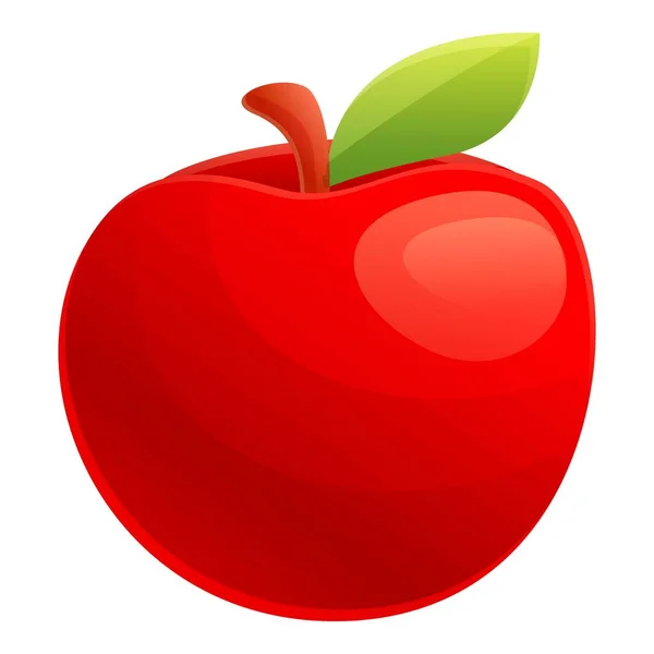 Значок червоного еко-яблука, мультиплікаційний стиль — стоковий вектор