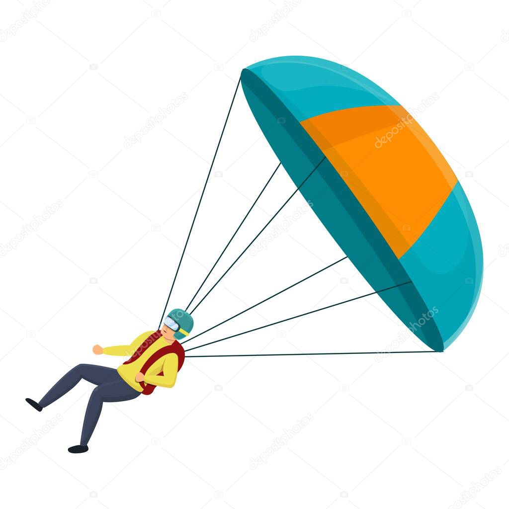 Parachuter fall icon, cartoon style